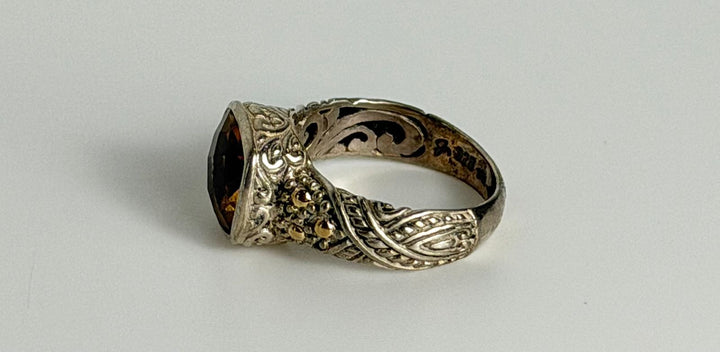 STERLING SILVER 925 &amp; 18K GOLD CITRINE RING