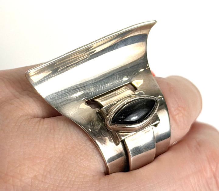 STERLING SILVER BLACK ONYX 925 STATEMENT RING