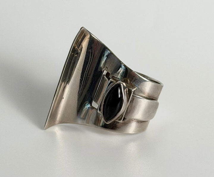 STERLING SILVER BLACK ONYX 925 STATEMENT RING