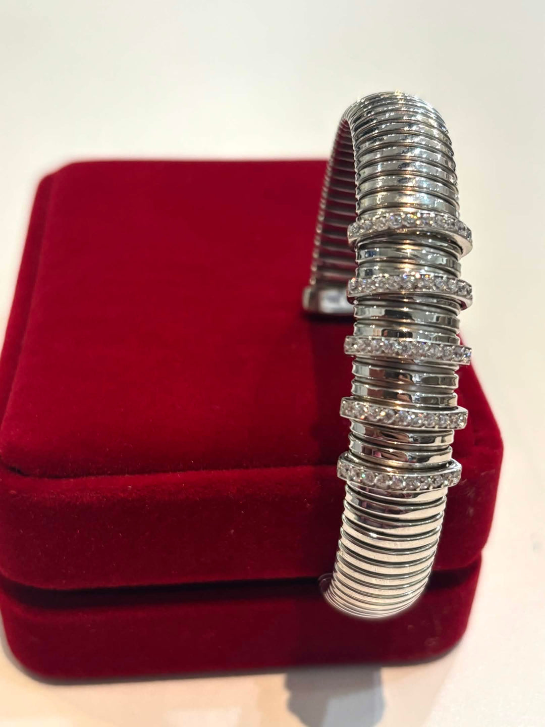 STERLING SILVER TUBOGAS SWAROVSKI® CRYSTAL BANGLE CUFF BRACELET