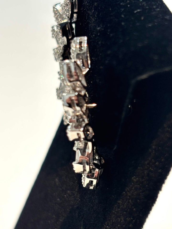 STERLING SILVER MARQUISE &amp; BAGUETTE SWAROVSKI® CRYSTAL CLIMBER EARRINGS