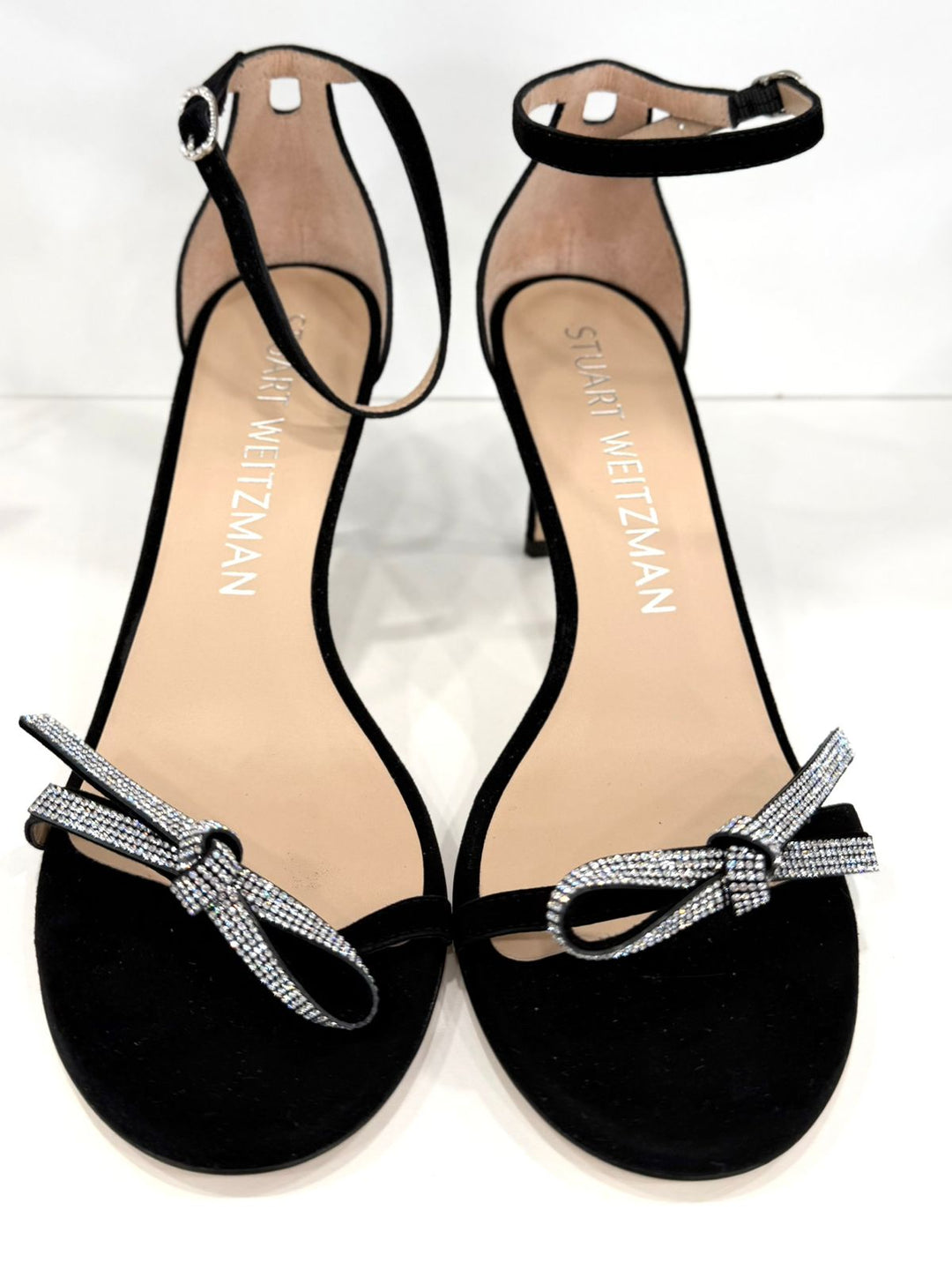 STUART WEITZMAN NUDIST BOW 100 LEATHER SANDALS