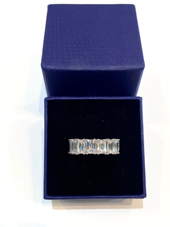 SWAROVSKI RHODIUM WHITE CRYSTAL VITTORE WIDE RING