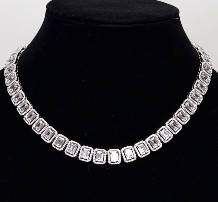 MILLENIA OCTAGON CUT STERLING SILVER SWAROVSKI®  CRYSTAL TENNIS NECKLACE