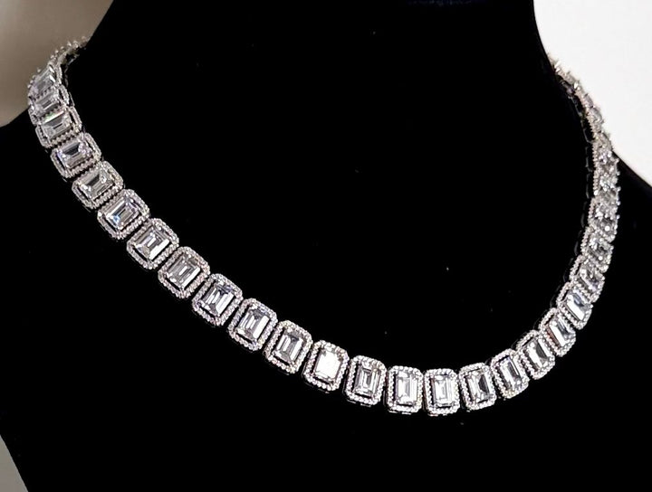 MILLENIA OCTAGON CUT STERLING SILVER SWAROVSKI®  CRYSTAL TENNIS NECKLACE