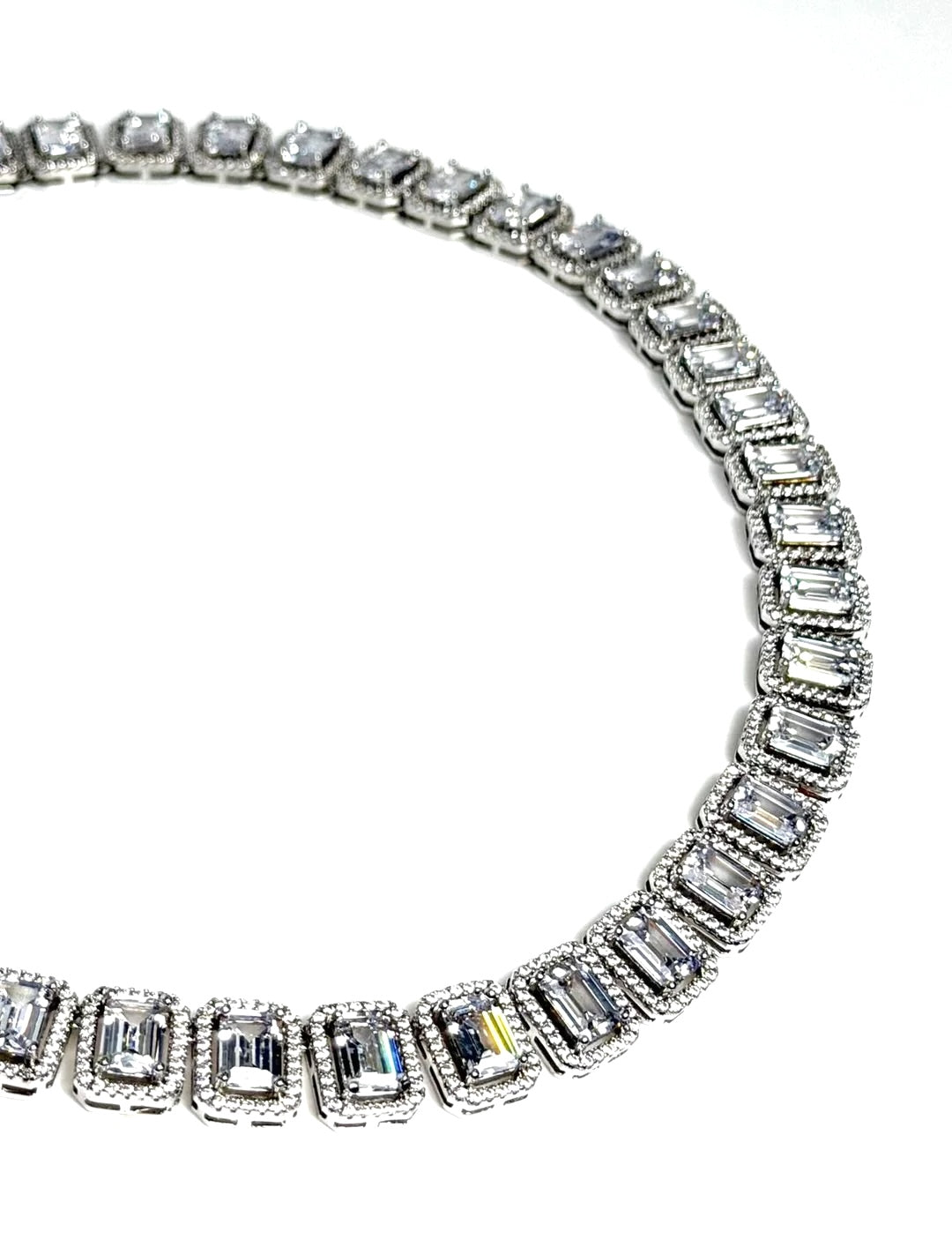 MILLENIA OCTAGON CUT STERLING SILVER SWAROVSKI®  CRYSTAL TENNIS NECKLACE