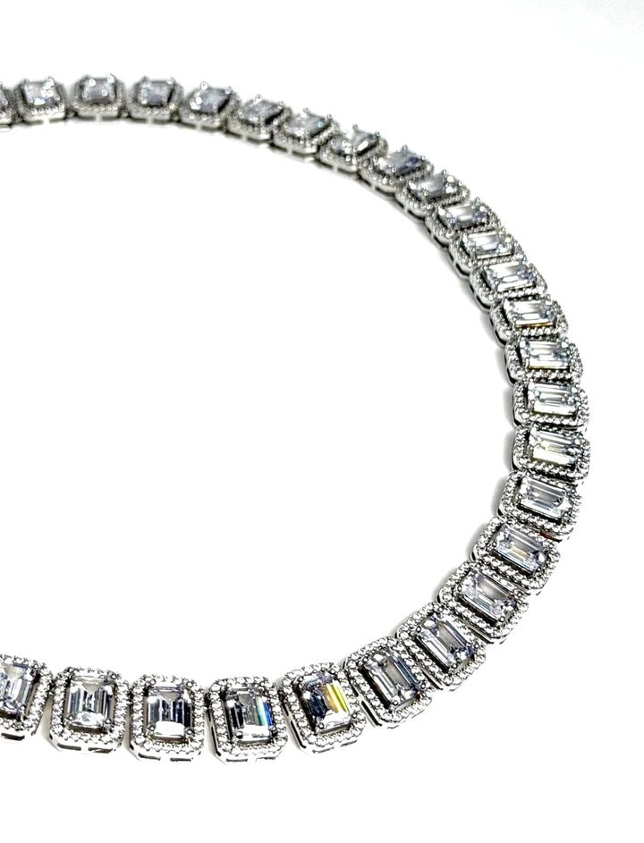 MILLENIA OCTAGON CUT STERLING SILVER SWAROVSKI®  CRYSTAL TENNIS NECKLACE