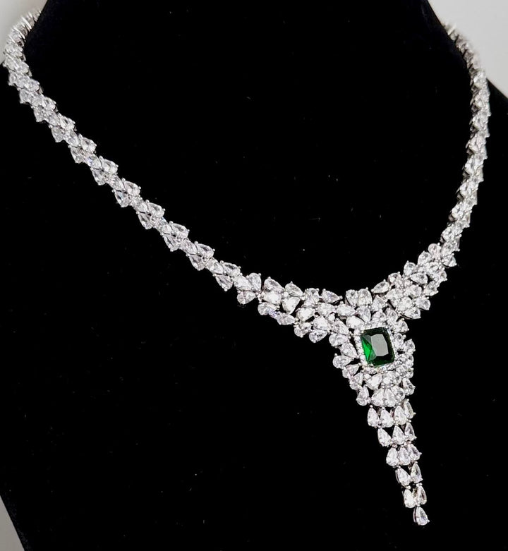 SEVILLA EMERALD CENTER SWAROVSKI® CRYSTAL STERLING SILVER NECKLACE