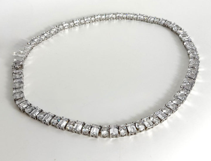 STERLING SILVER SWAROVSKI® CRYSTAL TENNIS NECKLACE