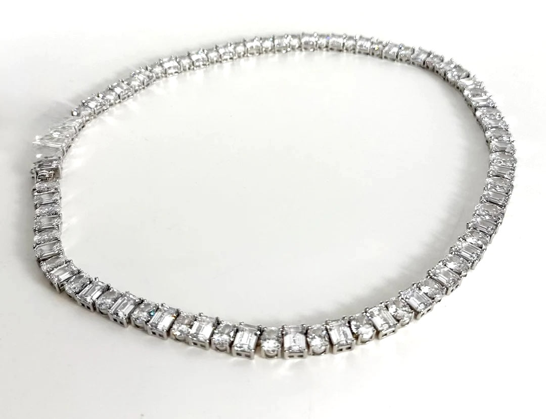 STERLING SILVER SWAROVSKI® CRYSTAL TENNIS NECKLACE
