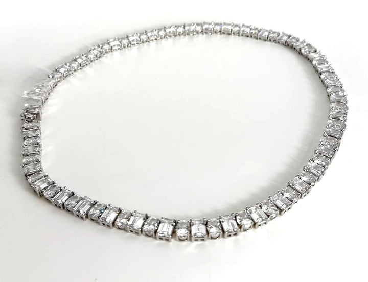 STERLING SILVER SWAROVSKI® CRYSTAL TENNIS NECKLACE