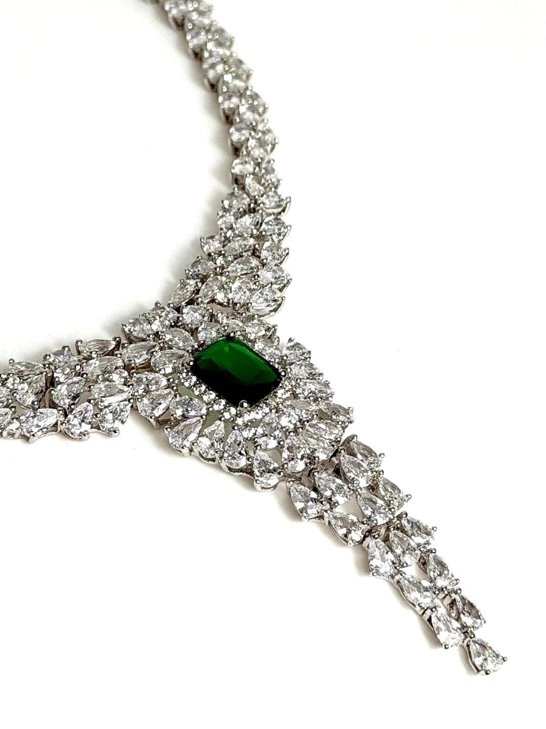 SEVILLA EMERALD CENTER SWAROVSKI® CRYSTAL STERLING SILVER NECKLACE
