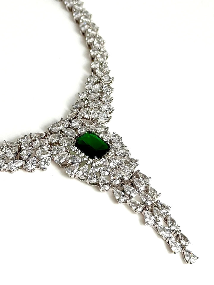 SEVILLA EMERALD CENTER SWAROVSKI® CRYSTAL STERLING SILVER NECKLACE