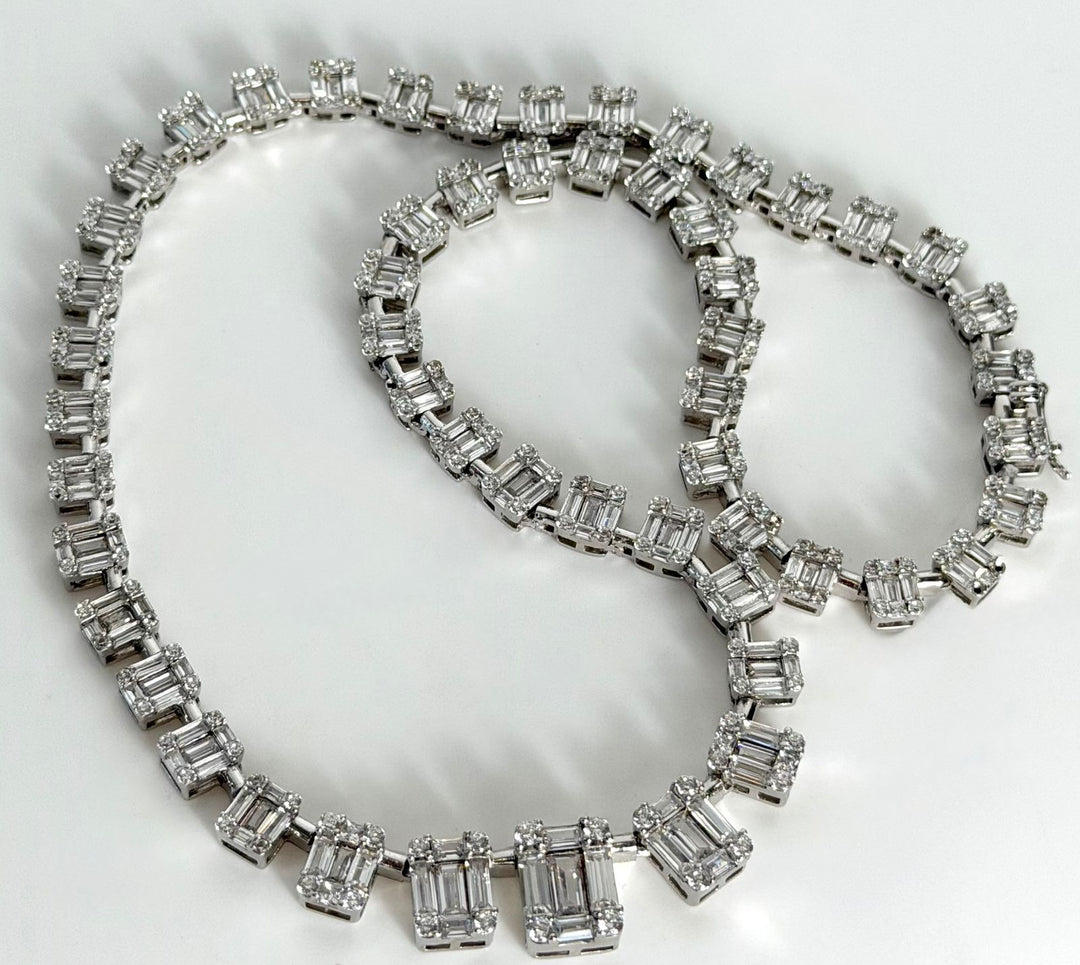 GRADUATED EMERALD-CUT BAGUETTE SWAROVSKI® CRYSTAL STERLING SILVER NECKLACE