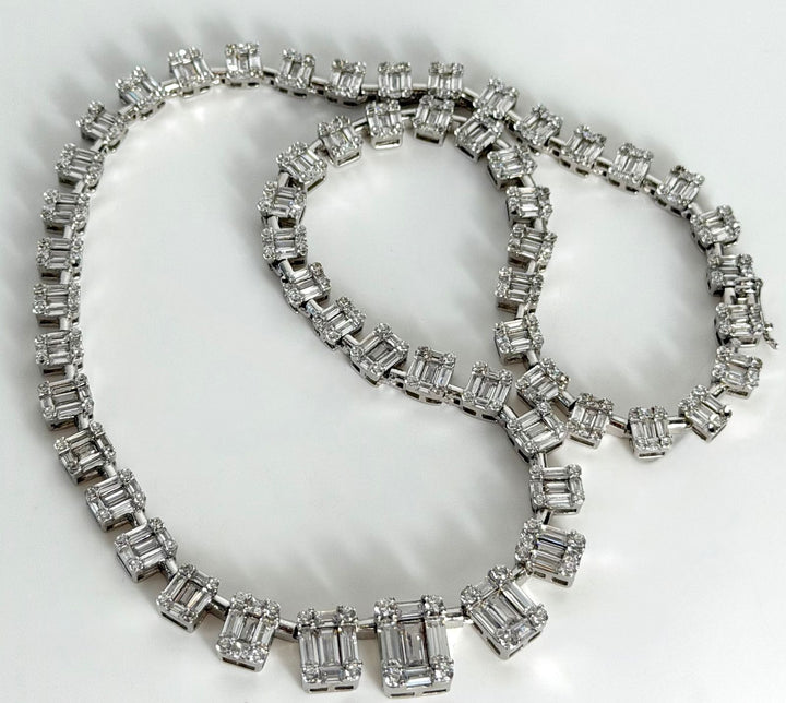 GRADUATED EMERALD-CUT BAGUETTE SWAROVSKI® CRYSTAL STERLING SILVER NECKLACE