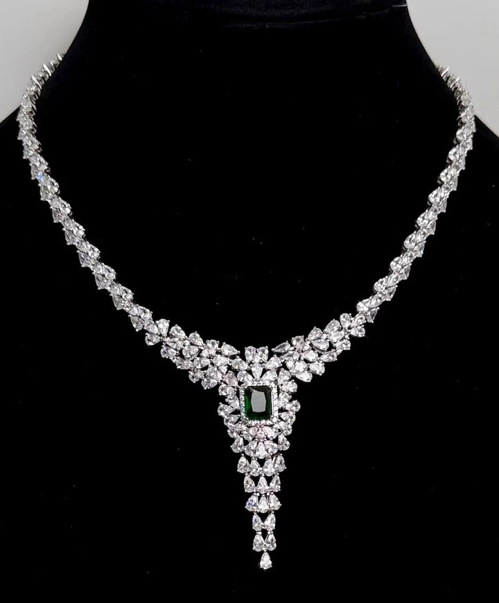 SEVILLA EMERALD CENTER SWAROVSKI® CRYSTAL STERLING SILVER NECKLACE