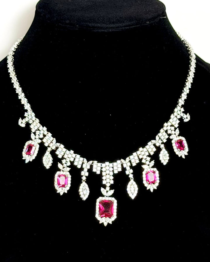 STERLING SILVER RUBY FRINGE SWAROVSKI® CRYSTAL NECKLACE