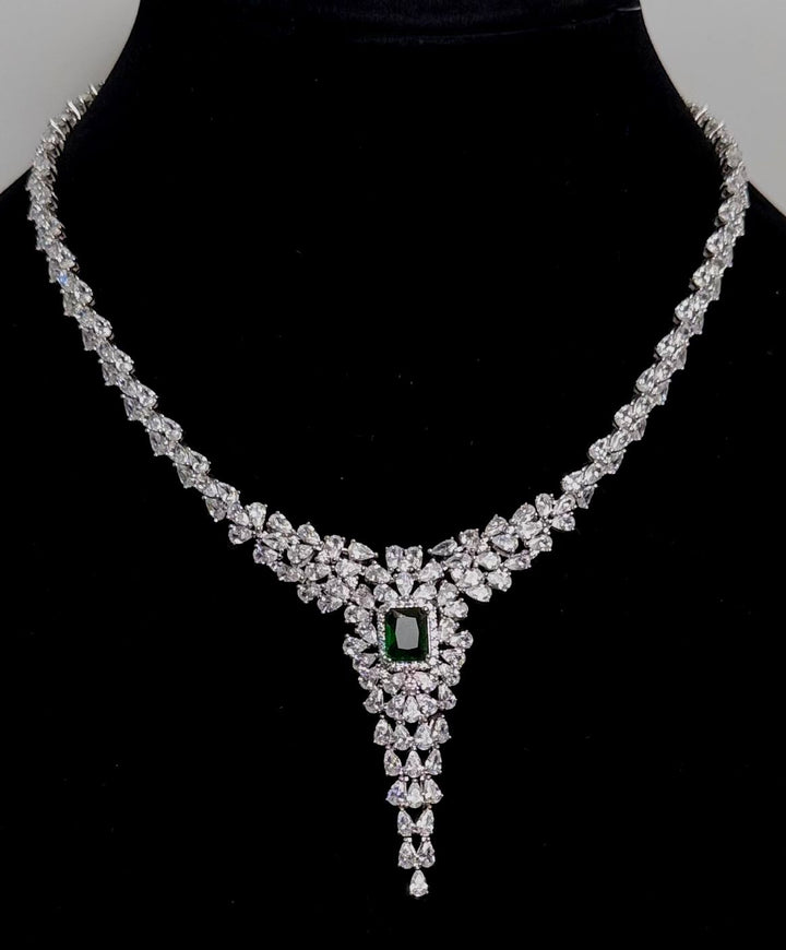 SEVILLA EMERALD CENTER SWAROVSKI® CRYSTAL STERLING SILVER NECKLACE