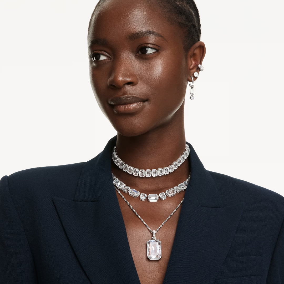 MILLENIA OCTAGON CUT STERLING SILVER SWAROVSKI®  CRYSTAL TENNIS NECKLACE