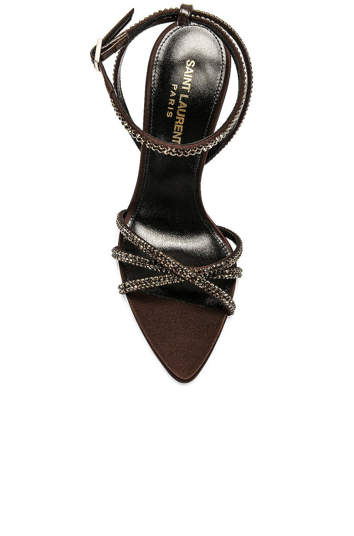 YSL AVA 105 SATIN CRYSTAL EMBELLISHED SANDALS