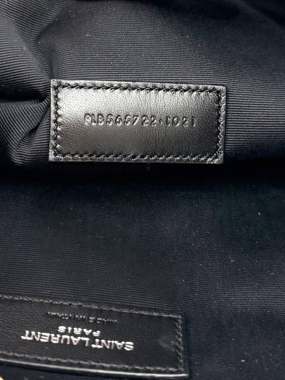SAINT LAURENT CANVAS LEATHER-TRIMMED RIVE GAUCHE CLUTCH BAG