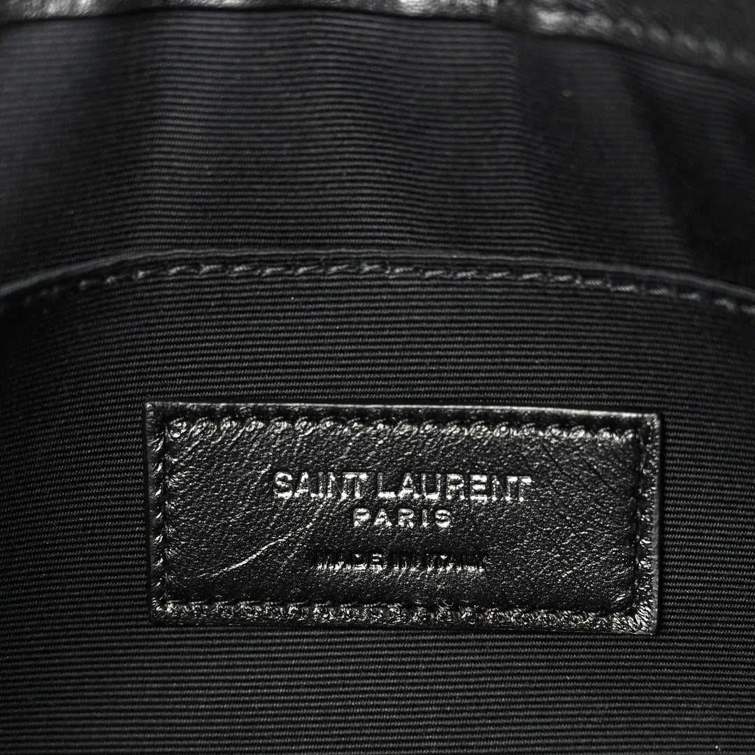 SAINT LAURENT CANVAS LEATHER-TRIMMED RIVE GAUCHE CLUTCH BAG