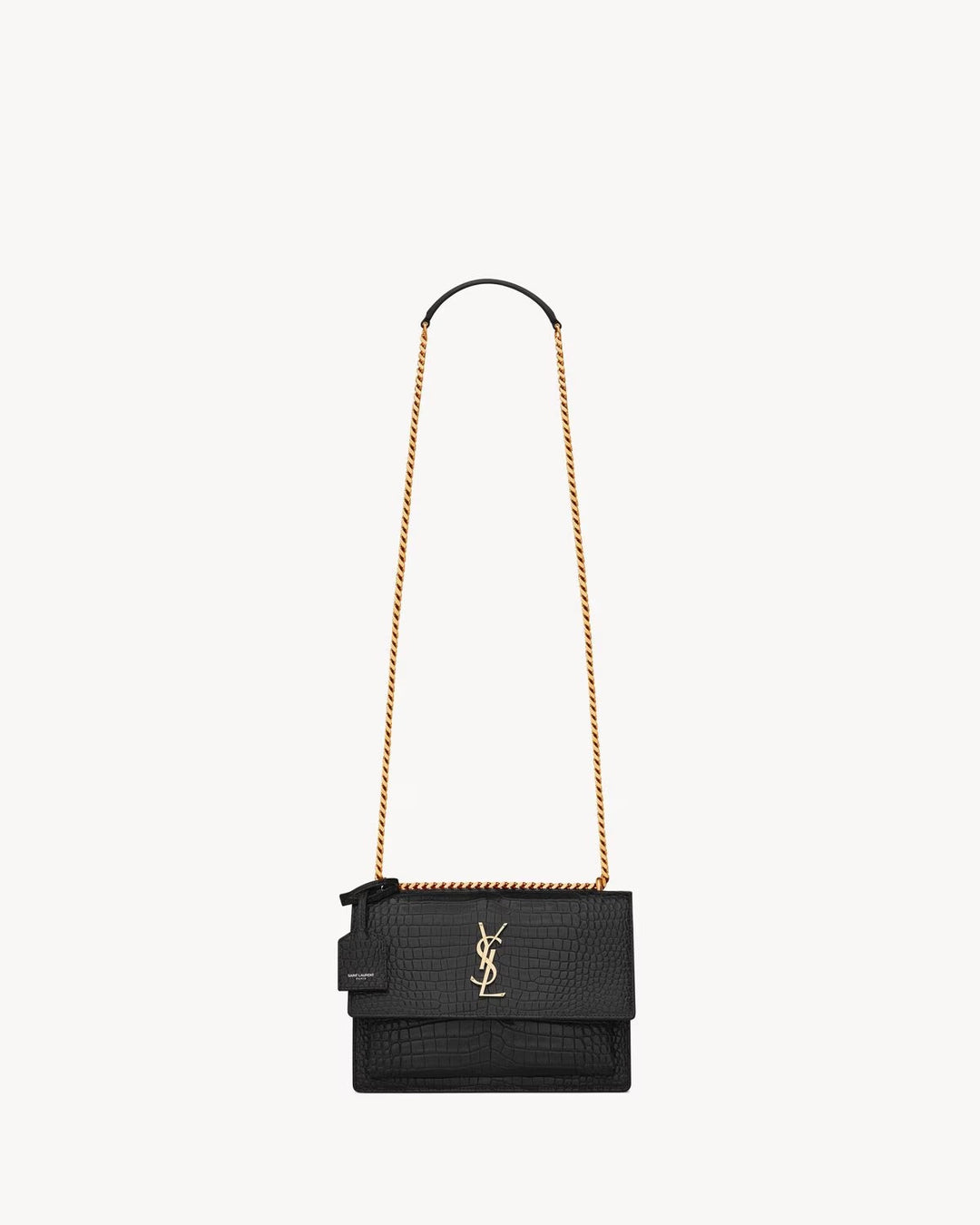 YSL CROC EMBOSSED CALFSKIN MONOGRAM SUNSET MEDIUM CROSSBODY BAG