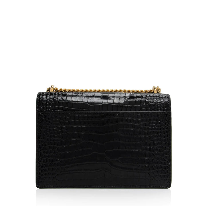 YSL CROC EMBOSSED CALFSKIN MONOGRAM SUNSET MEDIUM CROSSBODY BAG