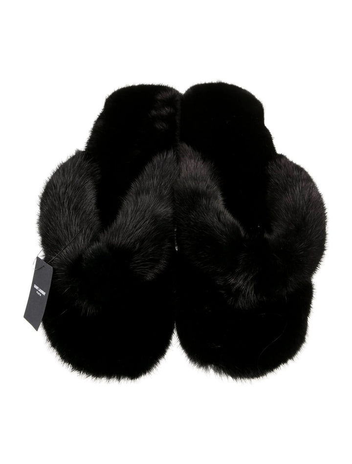 SAINT LAURENT BLEACH MINK MULES