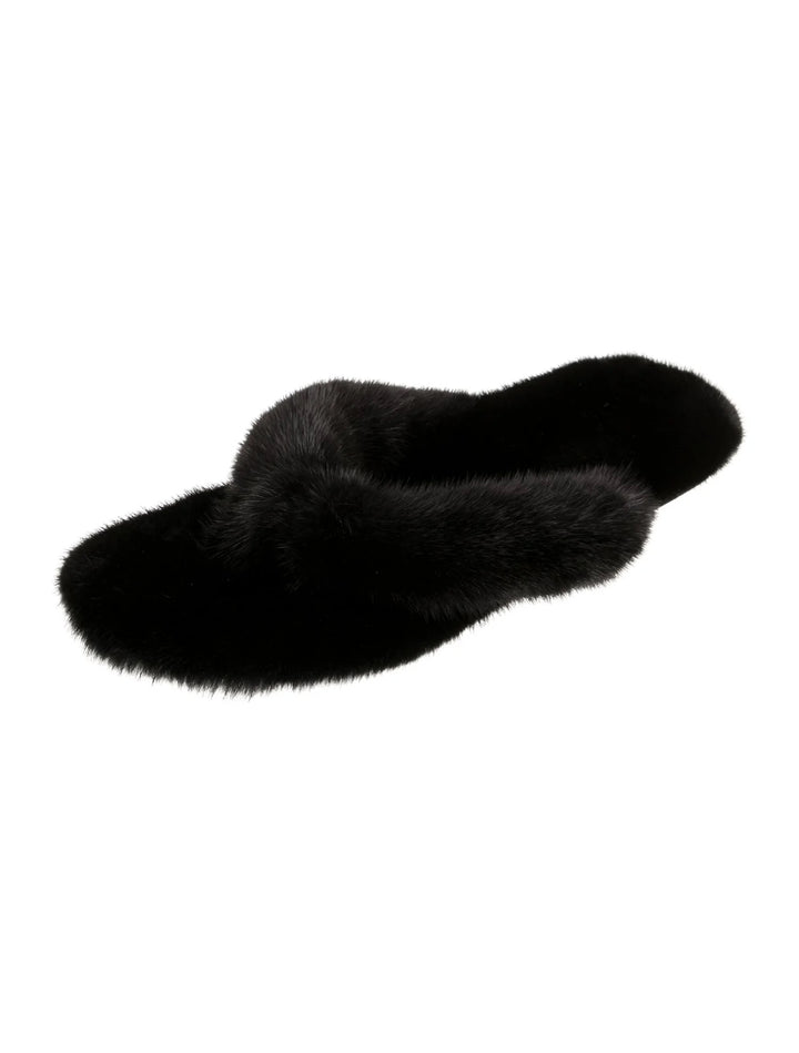 SAINT LAURENT BLEACH MINK MULES