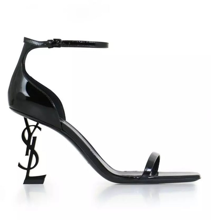 SAINT LAURENT OPYUM 85 PATENT LEATHER SANDALS