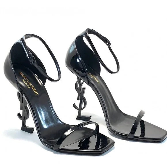 SAINT LAURENT OPYUM 85 PATENT LEATHER SANDALS