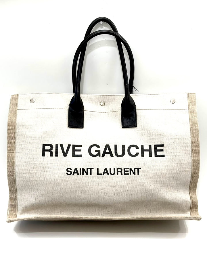 SAINT LAURENT RIVE GAUCHE LARGE CANVAS TOTE BAG