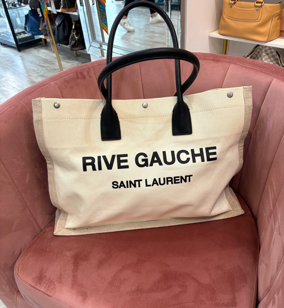 SAINT LAURENT RIVE GAUCHE LARGE CANVAS TOTE BAG