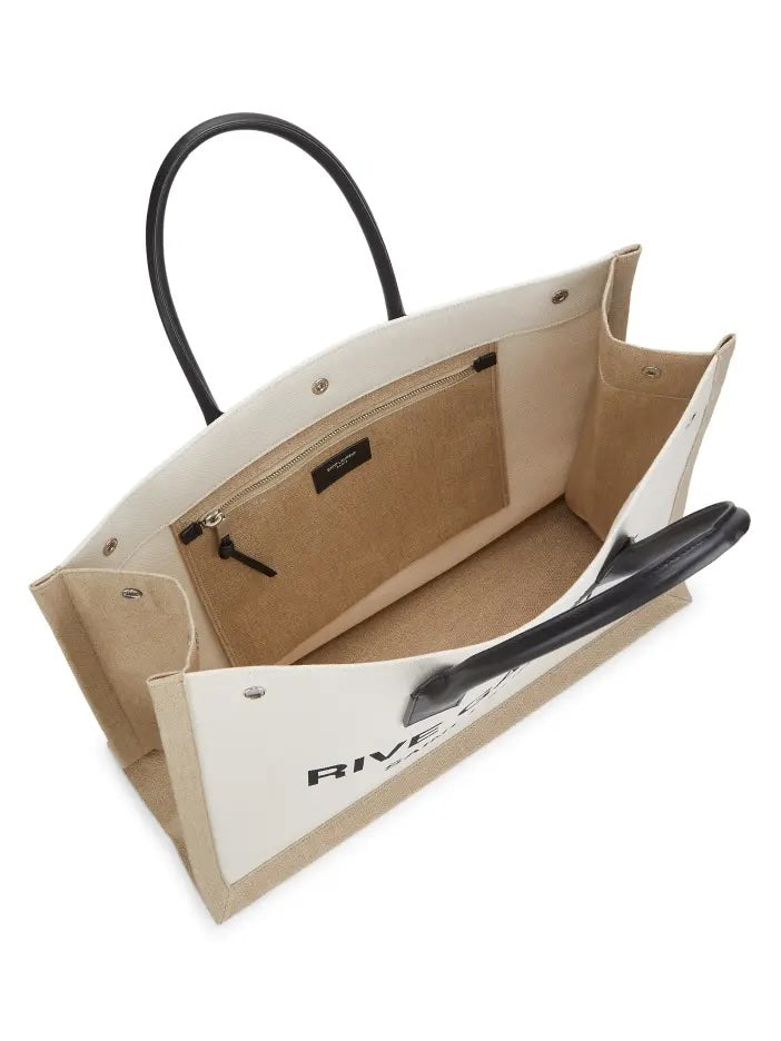 SAINT LAURENT RIVE GAUCHE LARGE CANVAS TOTE BAG