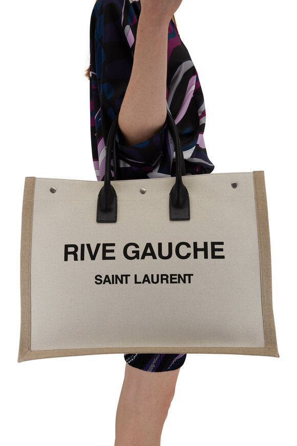 SAINT LAURENT RIVE GAUCHE LARGE CANVAS TOTE BAG