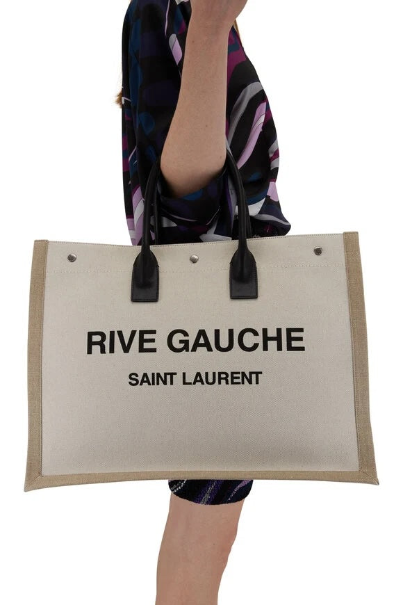 SAINT LAURENT RIVE GAUCHE LARGE CANVAS TOTE BAG