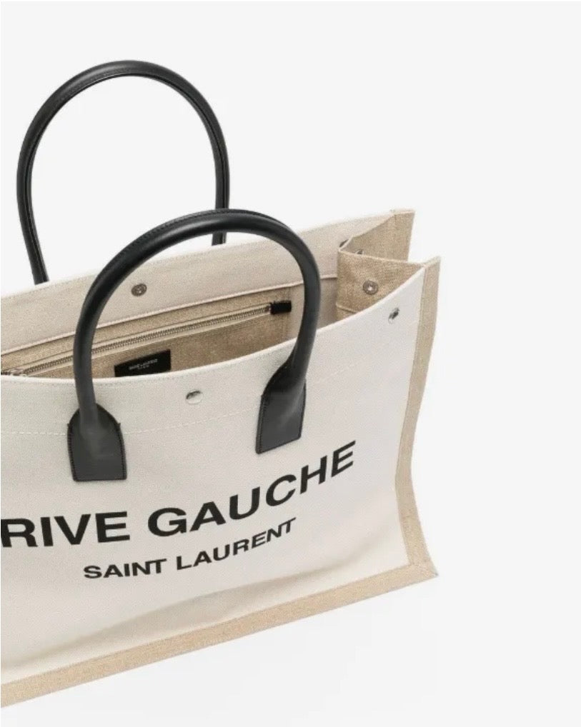 SAINT LAURENT RIVE GAUCHE LARGE CANVAS TOTE BAG