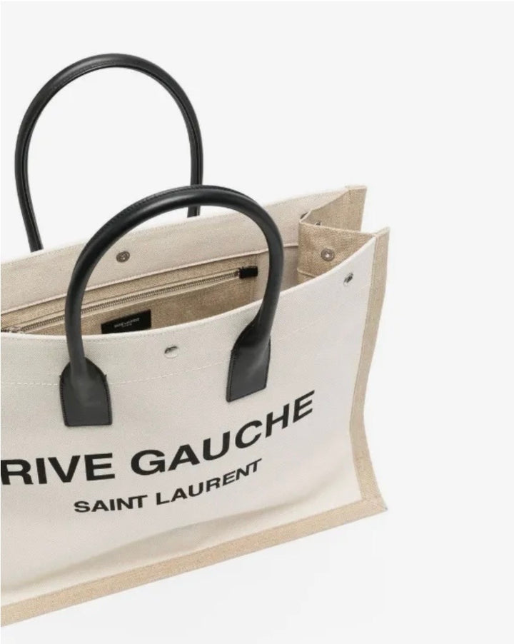 SAINT LAURENT RIVE GAUCHE LARGE CANVAS TOTE BAG