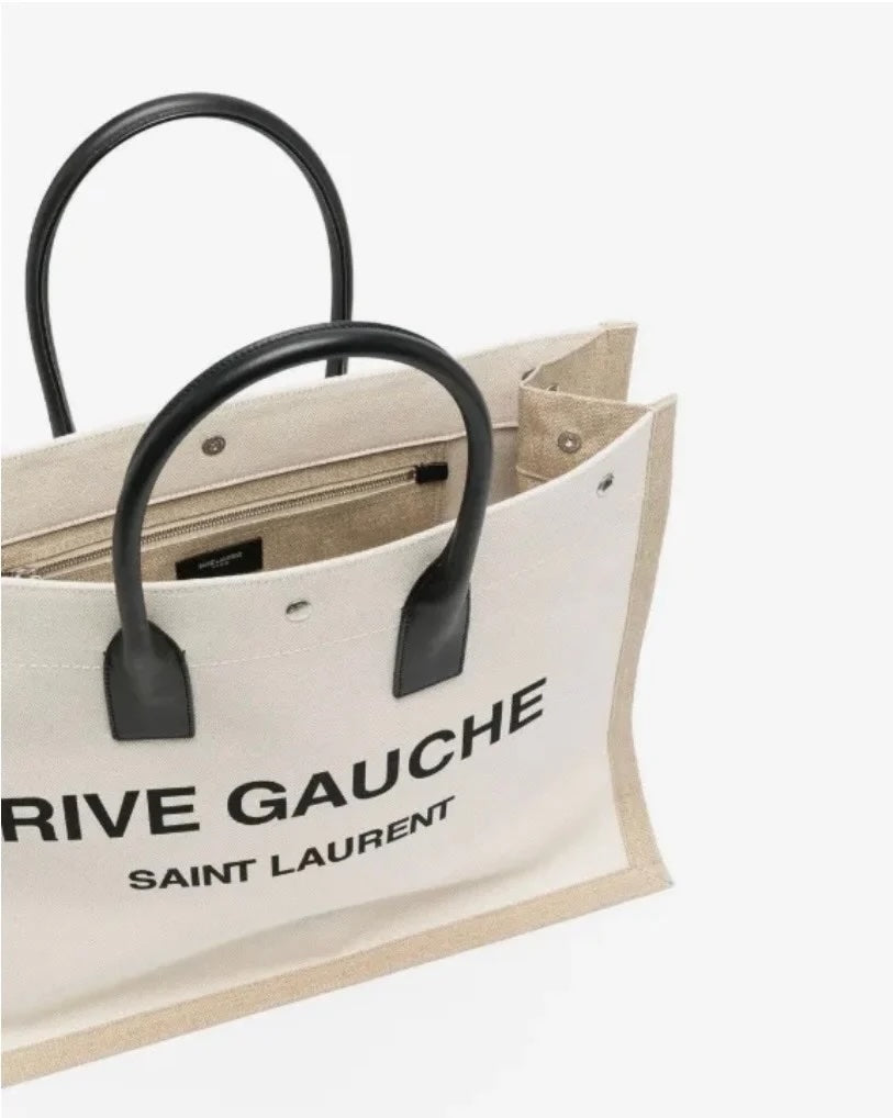 SAINT LAURENT RIVE GAUCHE LARGE CANVAS TOTE BAG