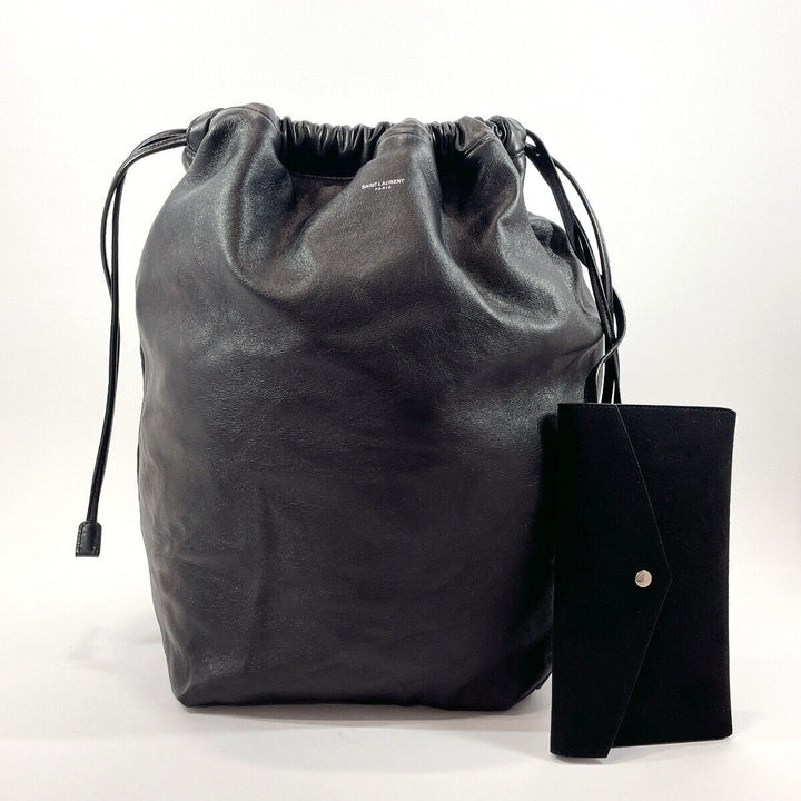 YVES SAINT LAURENT TEDDY CANVAS &amp; CALFSKIN LEATHER TOTE BAG