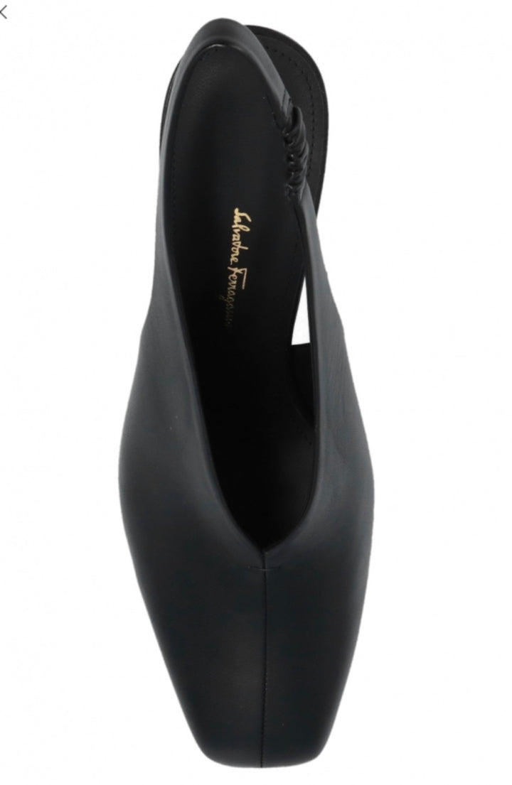 FERRAGAMO CALFSKIN LEATHER SLOANE SLINGBACK PUMPS