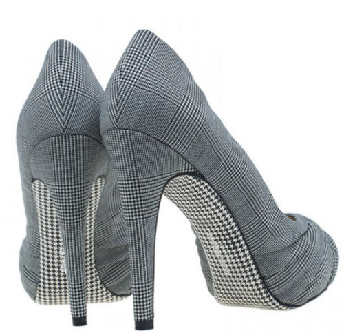 SALVATORE FERRAGAMO CHECK FABRIC PEEP TOE PUMPS