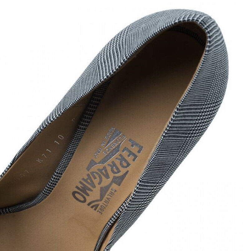 SALVATORE FERRAGAMO CHECK FABRIC PEEP TOE PUMPS