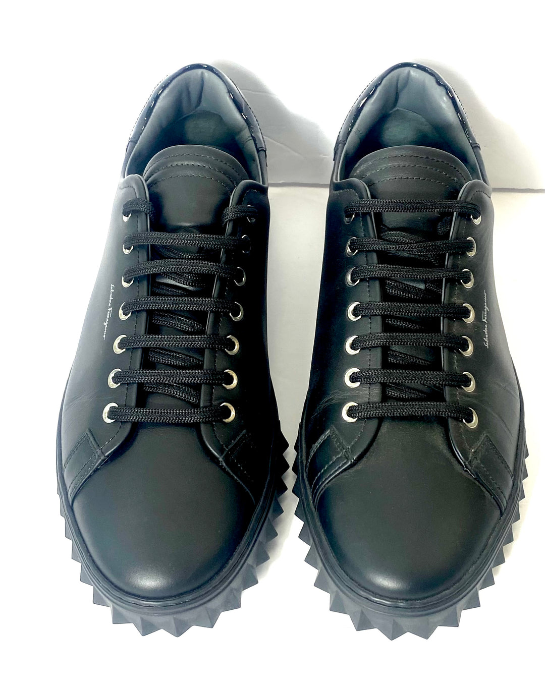 FERRAGAMO CUBE LEATHER LOW-TOP SNEAKERS