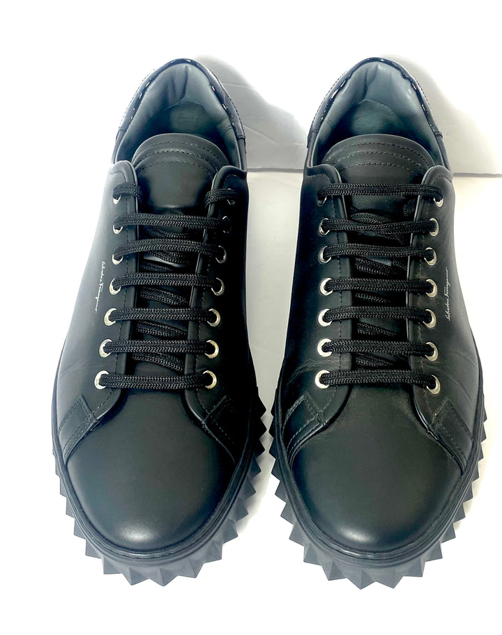 FERRAGAMO CUBE LEATHER LOW-TOP SNEAKERS