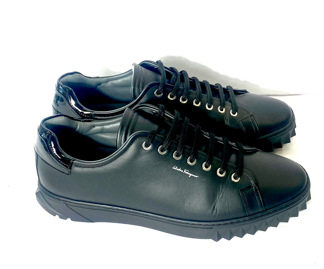 FERRAGAMO CUBE LEATHER LOW-TOP SNEAKERS