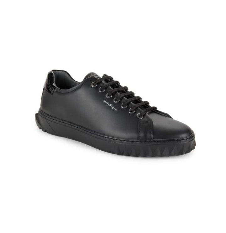 FERRAGAMO CUBE LEATHER LOW-TOP SNEAKERS