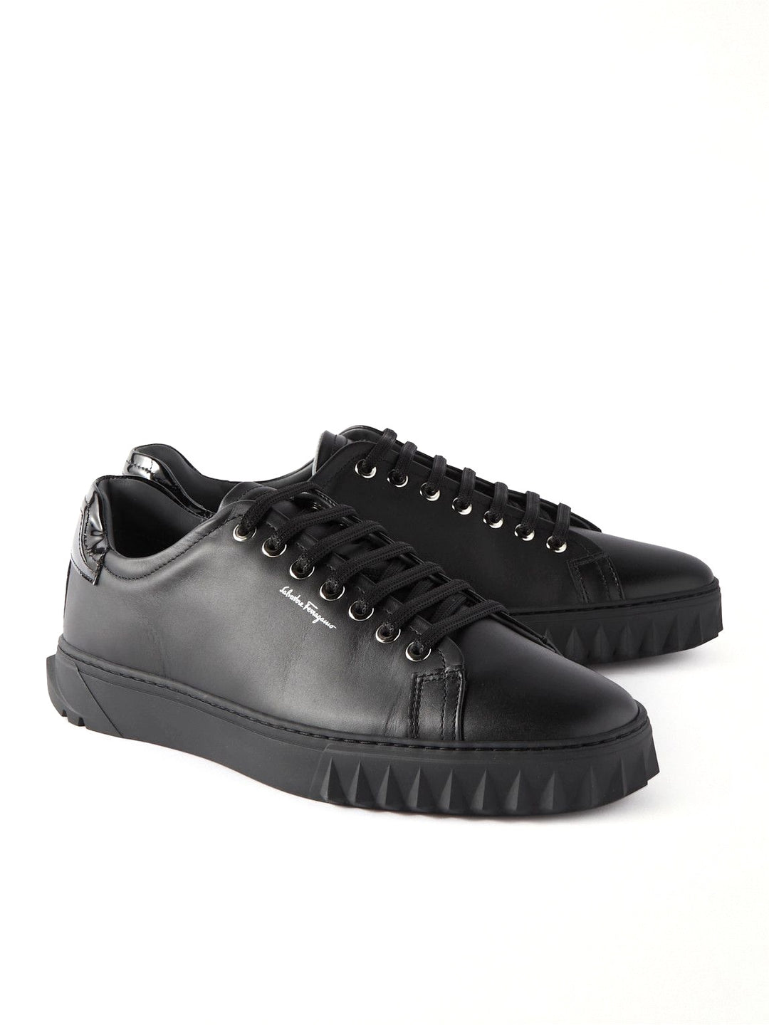 FERRAGAMO CUBE LEATHER LOW-TOP SNEAKERS