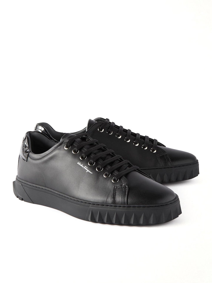 FERRAGAMO CUBE LEATHER LOW-TOP SNEAKERS